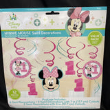 Disney Minnie's Fun To Be One Value Pack Foil Swirl Decorations~First Birthday