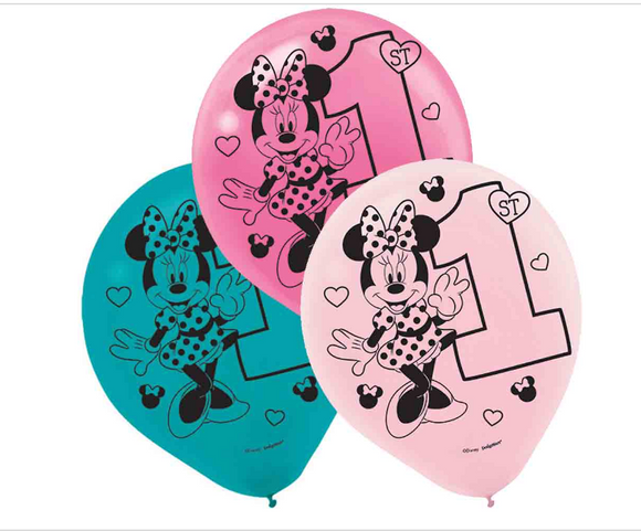 Disney Minnie Mouse 1st Birthday Latex Balloons Party Decorations 12