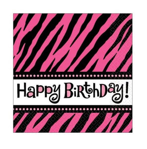 Oh So Fabulous Pink Zebra Animal Print Birthday Party Paper Luncheon Napkins