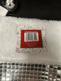 20" Silver Metallic Block Foil Christmas Stocking, Disco Ball Pom3