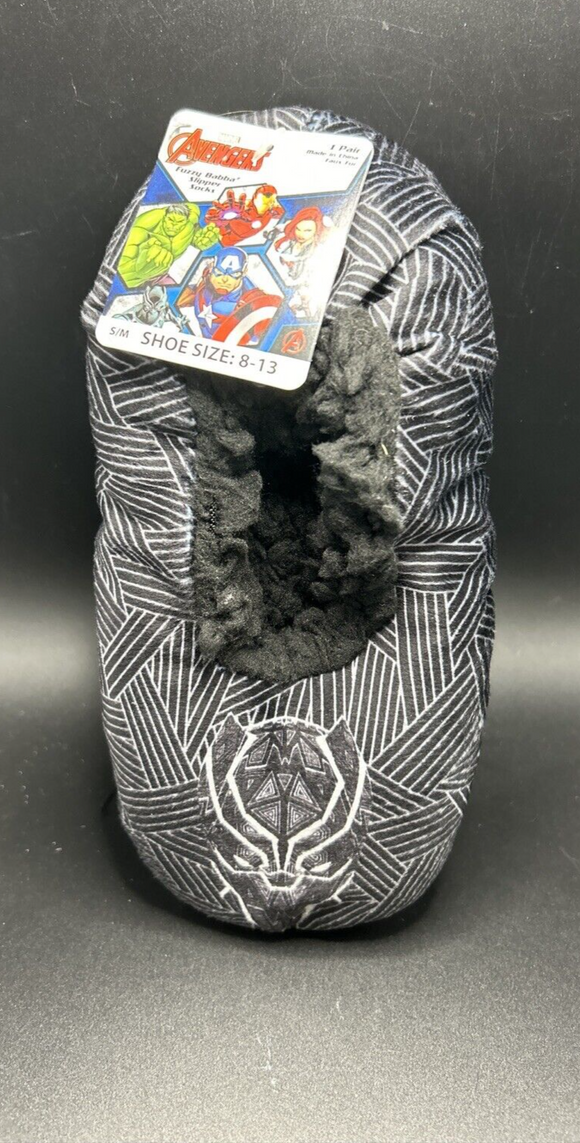 Marvel Black Panther Kids Fuzzy Babba Slipper Socks S/M Shoe Sz 8-13