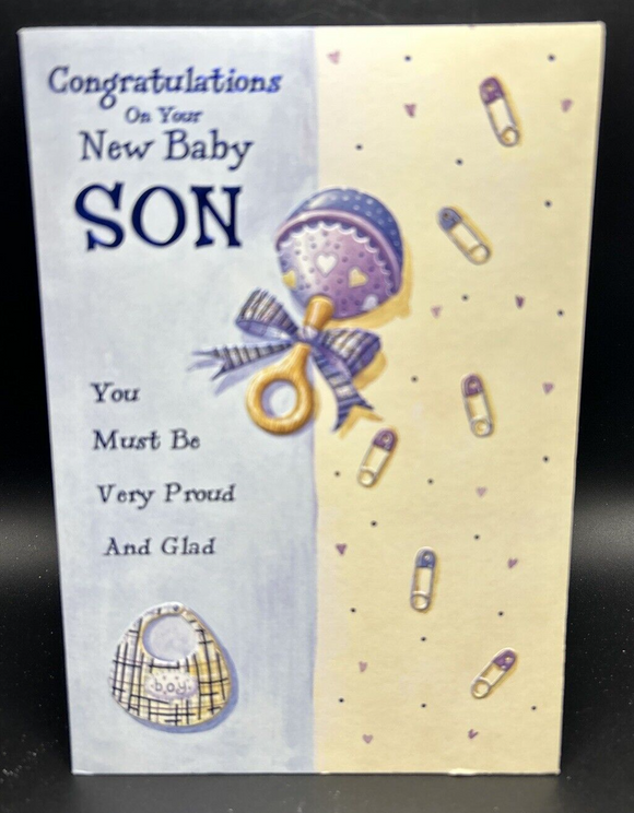 Congratulations Birth of Son Greeting Cards w/Envelope