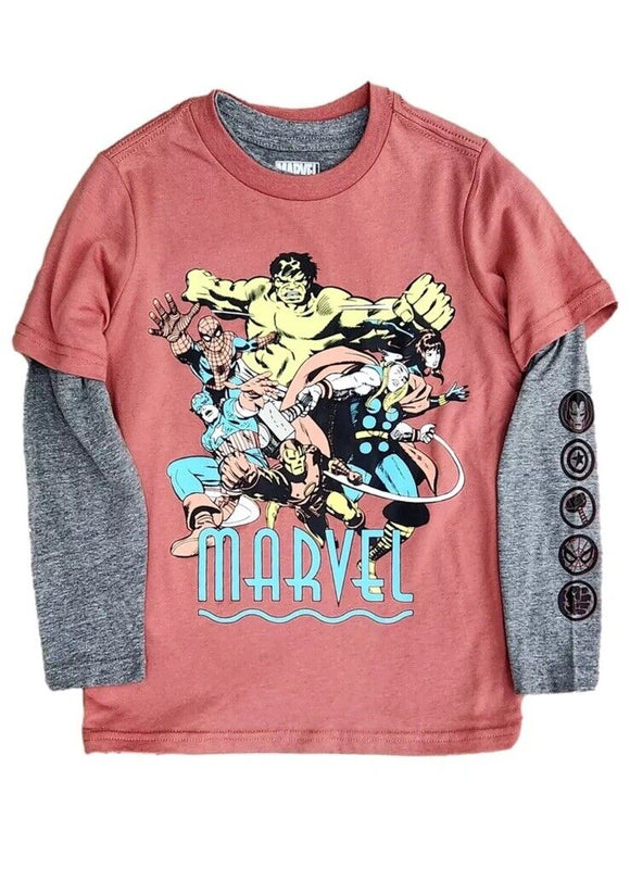 Marvel Avengers Long Sleeve & Short Sleeve Graphic T-Shirt 2Pack Size XS (4-5)