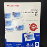 NEW Office Depot 40 Clip Style Name Badge Kit 3" x 4" Horizontal 