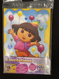 DORA THE EXPLORER  -8 INVITATIONS WITH ENVELOPES -PARTY SUPPLIES