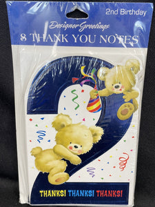 2nd Birthday Party Thank You Notes 8 ct