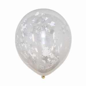 12" Clear White Bead Latex Balloons | 3 count - Filled With Styrofoam Beads