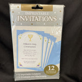 Religious First Communion Blue Imprintable Invitatons W/ Envelopes (12ct)
