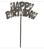 Plastic Flashing "HAPPY BIRTHDAY" Cake Topper, 8.5 in, Black, 1ct