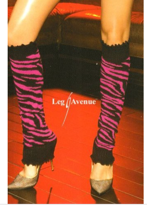 Leg Avenue Lurex Zebra Leg Warmers Pink Animal Print Sexy Adult Costume OS