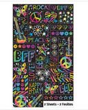 Neon Birthday Zebra Print Butterfly Peace Guitar Party Favor Scrapbook Stickers