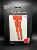 Leg Avenue Stay Up Spandex Sheer Thigh Highs Silicone Top Red OSFM