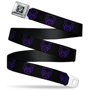 Black Panther Avengers Icon Black/Silver Seatbelt Belt - WAV093