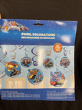 SKYLANDERS HANGING SWIRL DECORATIONS (12) ~ Birthday Party Supplies Foil Ceiling