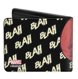 Deadpool Face Close Up Blah Blah Blah Marvel Comics Bifold Wallet Marvel