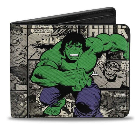 Bi-Fold Mens Wallet Hulk Action Pose THE INCREDIBLE HULK Comic Scene Marvel