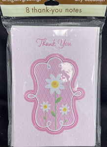 8 Ct Pink Flower Thank You cards For Any Occasion