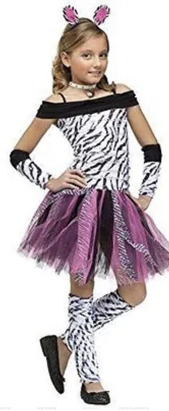 Zebra Costume for Girls size 4-6 (Small) New by Fun World 118042