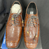 Boys Emilio Uno Brown Crocodile Lace Up Dress Shoes Size 5