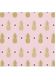 Gold Pineapple Wedding Foil Stamped 3-Ply Beverage Napkins 16 Pack Decoration