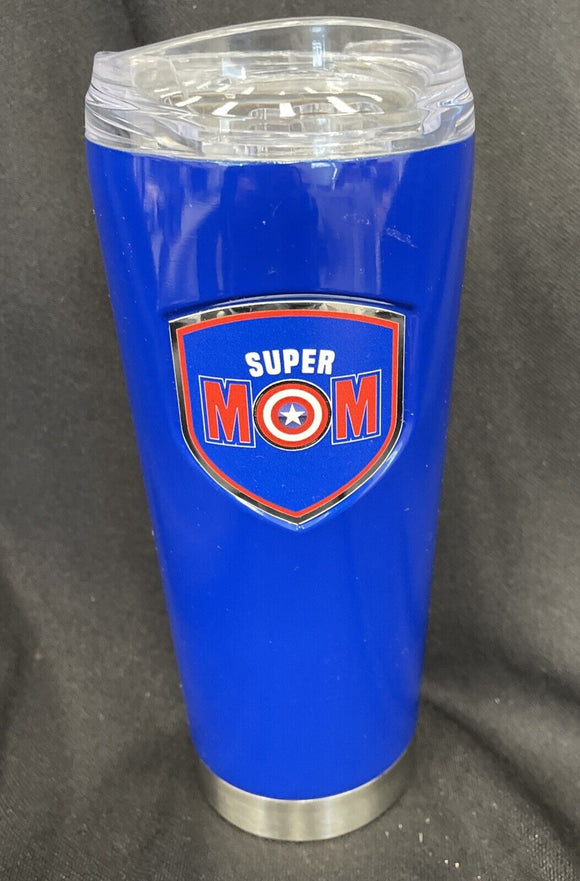 Marvel Super Mom Captain America Shield Insulated Stainless Travel Mug W/ Lid