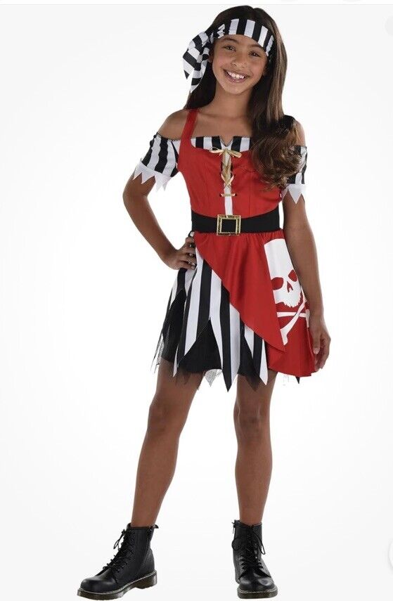 Skull Pirate Girl Caribbean  Child Costume Size Small 4-6