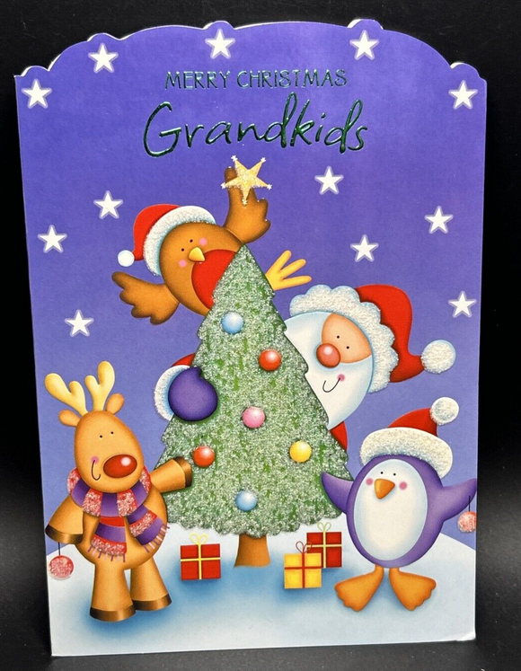 Merry Chrsitmas Grandkids Greeting Card w/Envelope