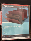 OFFICE DEPOT Legal Size Classification Folders 2 Dividers    5 COUNT Brick Red0