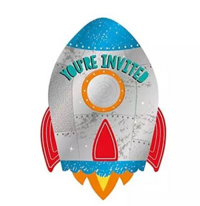 Blast Off Birthday Postcard Paper Invitations - 6 1/4" x 4 1/4 | Multi-color ...