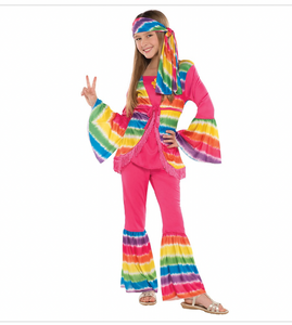 Groovy Girl 3pc Child Medium 8-10 70’s Hippie Costume Headscarf