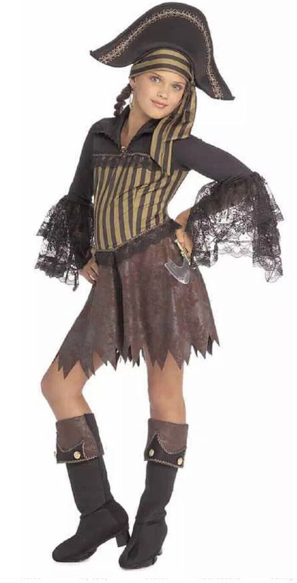 Sassy Pirate Caribbean Buccaneer Halloween Child Costume Medium 8-10