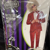 Spirit Halloween Adult Beetlejuice Burgandy Wedding Suit Size Large