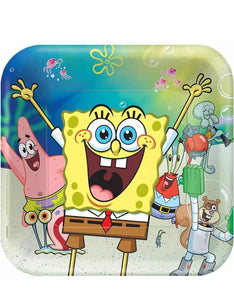 SpongeBob SquarePants Nickelodeon Kids Birthday Party 9" Square Dinner Plates