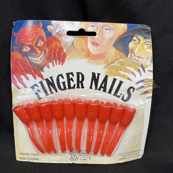 Sexy Devil Red Plastic Fingernails Fancy Dress Halloween Adult Costume Accessory