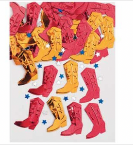 Square Dance Party Confetti Cowboy Boots Stars NEW 1/2 Ounce