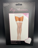 Sheer Thigh High Stay Up Stockings Stripe Silicone White Leg Avenue 1068