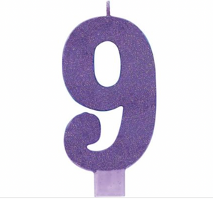 Amscan Purple Glitter Birthday Candle Number 9