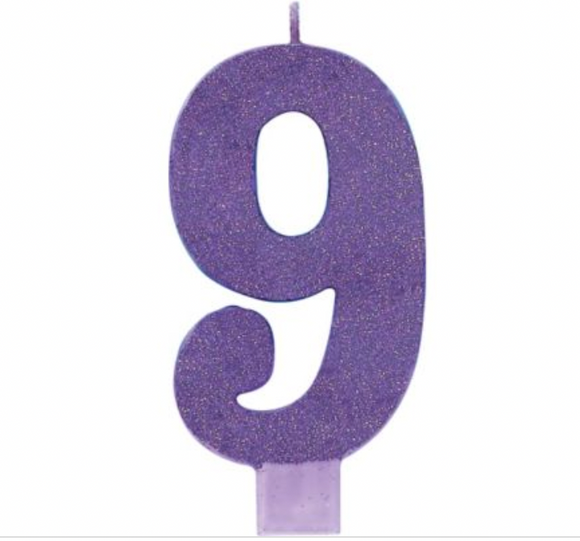 Amscan Purple Glitter Birthday Candle Number 9