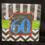 Chevron Mix 60th Birthday Beverage Napkins (16 Pack)