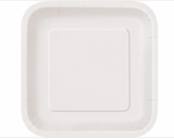 Unique Square Disposable Paper Dessert Plates, 7'', White 16Ct