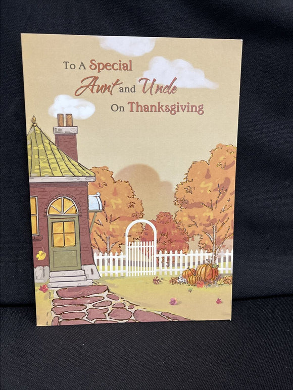 Happy Thanksgiving Aunt and Uncle Greeting Card w/Envelope