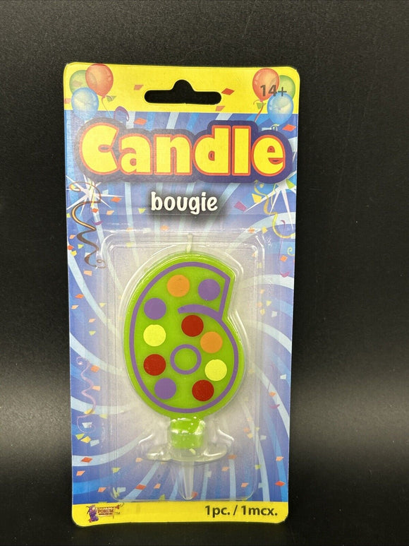 Festive Number 6 Candle Green Forum Novelties 2.5
