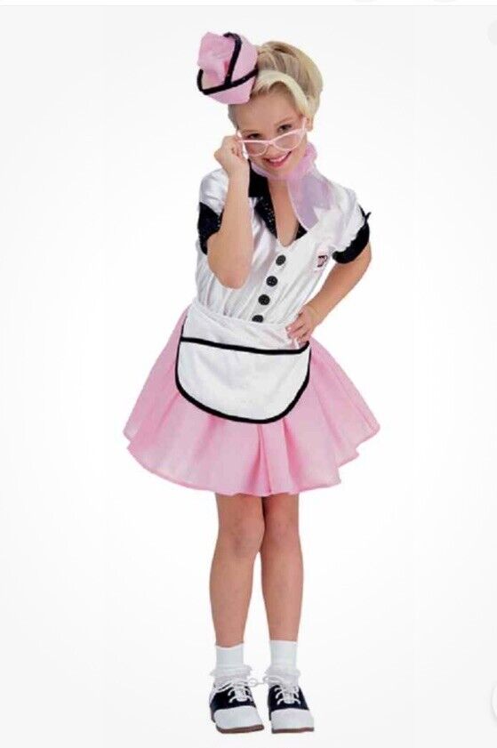 Soda Pop Girl 50's Retro Car Hop Diner Waitress Sock Hop  Child Med 8-10 Costume