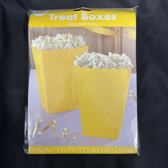 Amscan Yellow Popcorn Treat Boxes 10 Ct 3.5x7.4x2.1”