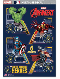 Milwaukee Brewers    /  MARVEL Multi-Use 6 Piece Decals 11" x 17"