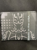 Mens Bi-Fold Wallet Black Panther Tribal Silhouette Pose Icon Black Grays Marvel