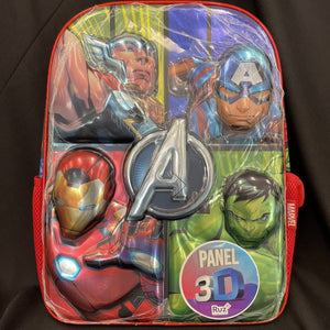 Marvel Avengers Kids 3D Panel Backpack Zip Closure Adjustable Straps