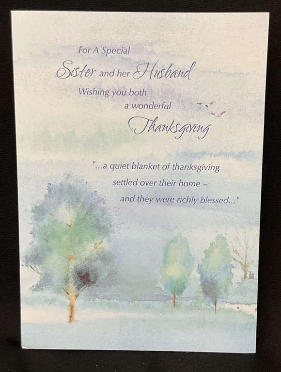 For Sister and Husband on Thankgiving Greeting Card w/Envelope