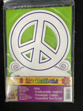 PEACE SIGN LETS PARTY INVITATIONS - 8 Invites w/ Envelopes Seals & Stickers