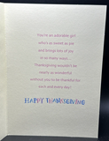 For Girl Thanksgiving Greeting Card w/Envelope